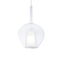 Kalique - Chrome Pendant with Clear & White Glass Ø 28 cm