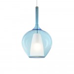 Kalique - Chrome Pendant with Blue & White Glass Ø 28 cm