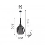 Kalique - Chrome Pendant with Smoked & White Glass Ø 28 cm