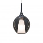 Kalique - Chrome Pendant with Smoked & White Glass Ø 28 cm