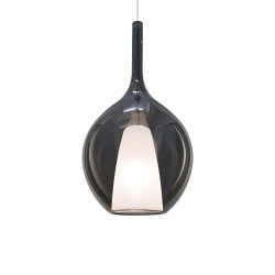 Kalique - Chrome Pendant with Smoked & White Glass Ø 28 cm