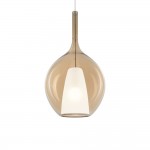 Kalique - Chrome Pendant with Amber & White Glass Ø 28 cm