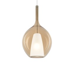 Kalique - Chrome Pendant with Amber & White Glass Ø 28 cm