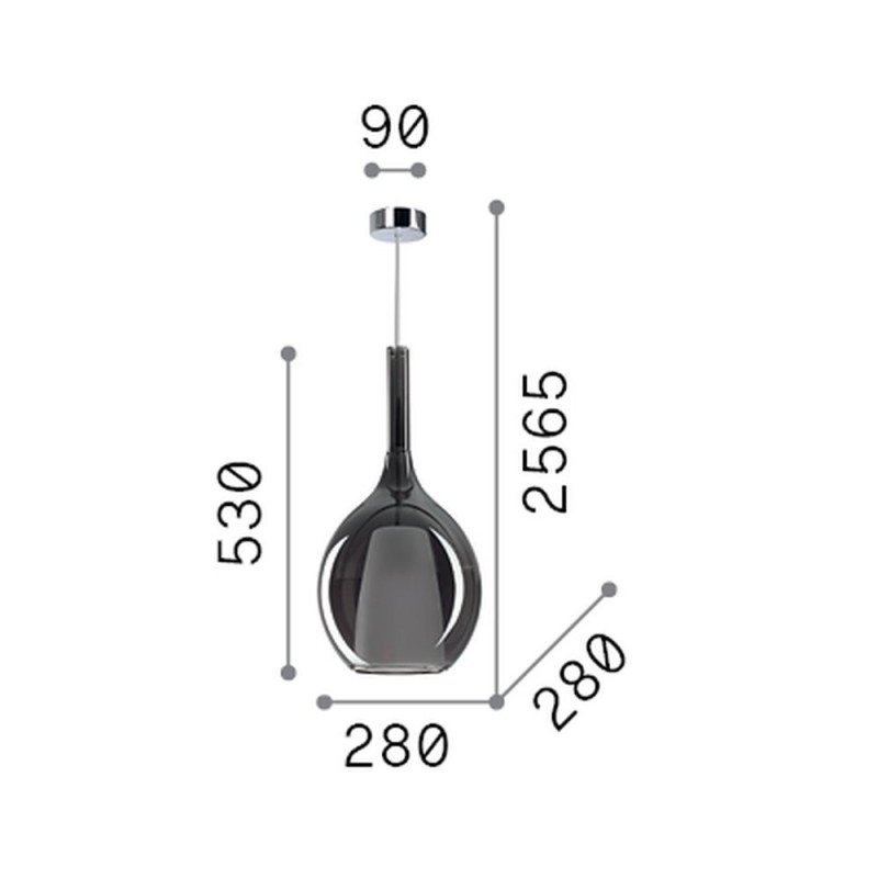 IdealLux-359670 - Kalique - Chrome Pendant with Clear & White Glass Ø 28 cm