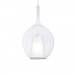 Kalique - Chrome Pendant with Clear & White Glass Ø 28 cm
