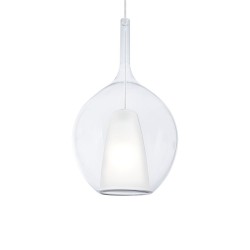 Kalique - Chrome Pendant with Clear & White Glass Ø 28 cm