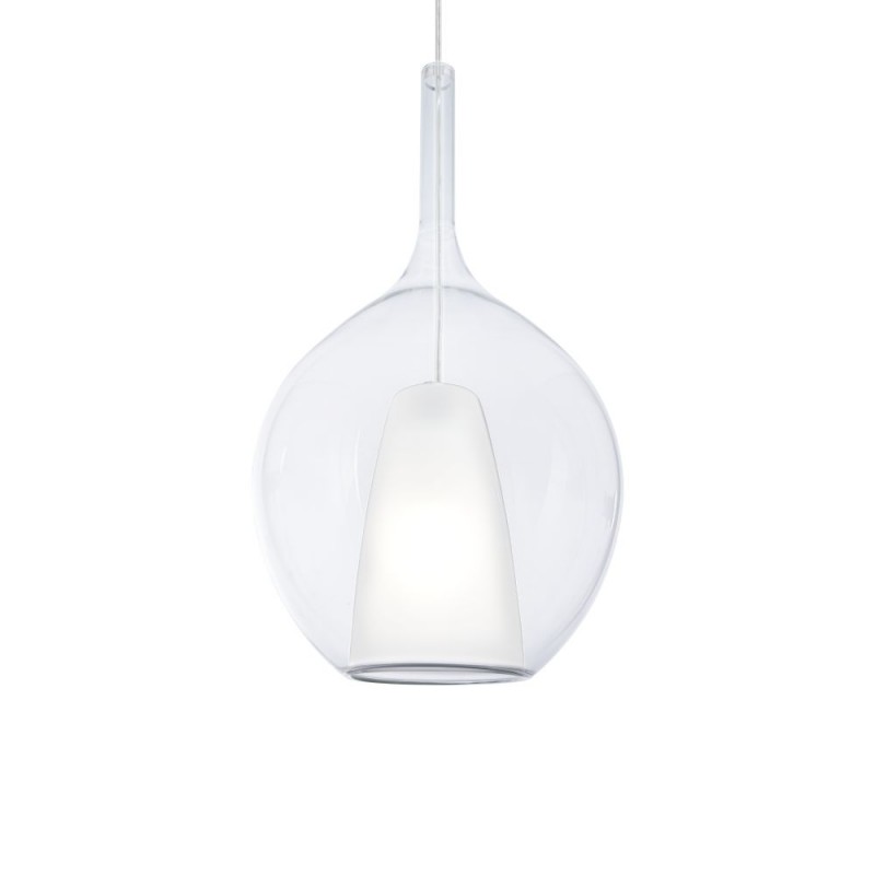 IdealLux-359670 - Kalique - Chrome Pendant with Clear & White Glass Ø 28 cm