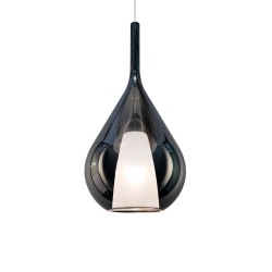 Kalique - Chrome Pendant with Smoked & White Glass Ø 28 cm