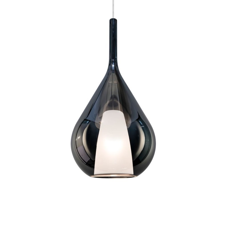 IdealLux-359724 - Kalique - Chrome Pendant with Smoked & White Glass Ø 28 cm