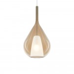 Kalique - Chrome Pendant with Amber & White Glass Ø 28 cm