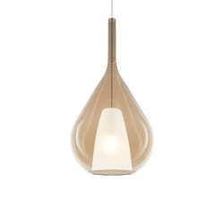 Kalique - Chrome Pendant with Amber & White Glass Ø 28 cm