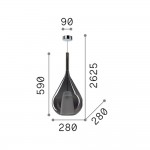 Kalique - Chrome Pendant with Clear & White Glass Ø 28 cm