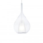 Kalique - Chrome Pendant with Clear & White Glass Ø 28 cm