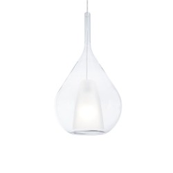 Kalique - Chrome Pendant with Clear & White Glass Ø 28 cm