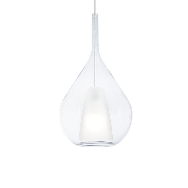 IdealLux-359793 - Kalique - Chrome Pendant with Clear & White Glass Ø 28 cm