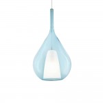 Kalique - Chrome Pendant with Blue & White Glass Ø 28 cm