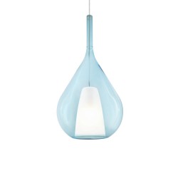 Kalique - Chrome Pendant with Blue & White Glass Ø 28 cm