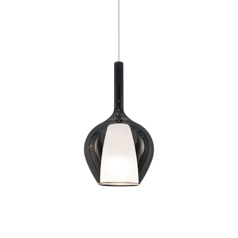 IdealLux-359861 - Kalique - Chrome Pendant with Smoked & White Glass Ø 18 cm