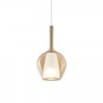 Kalique - Chrome Pendant with Amber & White Glass Ø 18 cm