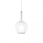 Kalique - Chrome Pendant with Clear & White Glass Ø 18 cm