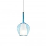 Kalique - Chrome Pendant with Blue & White Glass Ø 18 cm