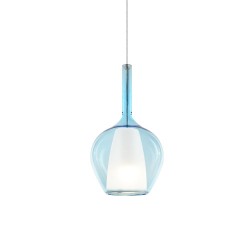 Kalique - Chrome Pendant with Blue & White Glass Ø 18 cm