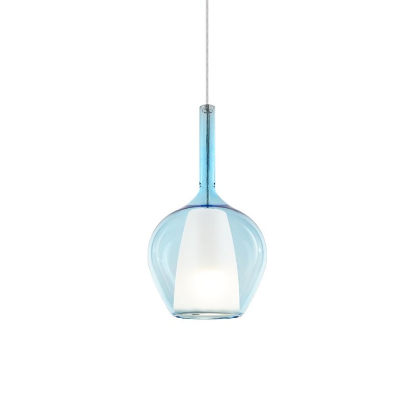 IdealLux-359960 - Kalique - Chrome Pendant with Blue & White Glass Ø 18 cm