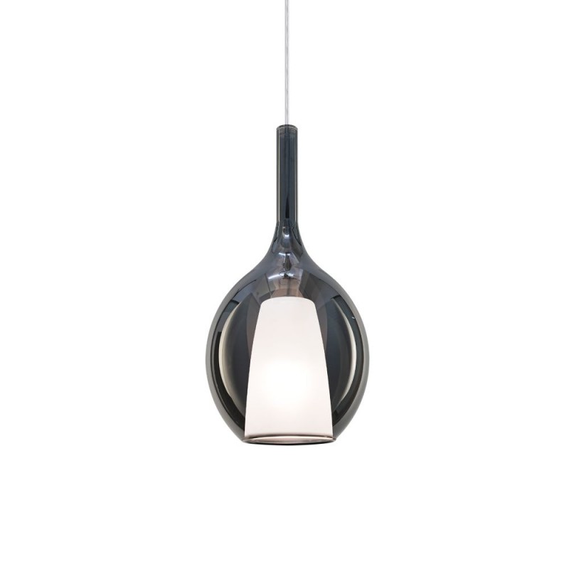 IdealLux-359984 - Kalique - Chrome Pendant with Smoked & White Glass Ø 18 cm