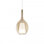 Kalique - Chrome Pendant with Amber & White Glass Ø 18 cm