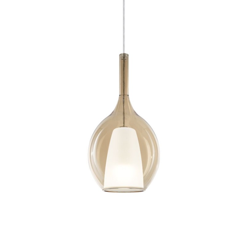 IdealLux-360003 - Kalique - Chrome Pendant with Amber & White Glass Ø 18 cm