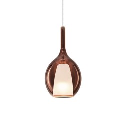 Kalique - Chrome Pendant with Copper & White Glass Ø 18 cm