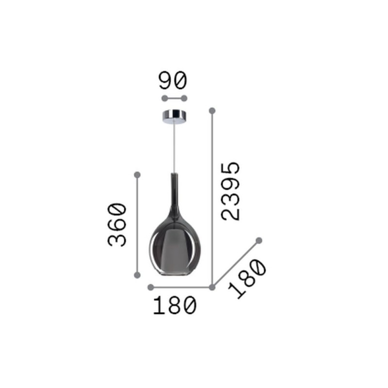 IdealLux-360034 - Kalique - Chrome Pendant with Clear & White Glass Ø 18 cm