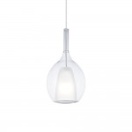 Kalique - Chrome Pendant with Clear & White Glass Ø 18 cm