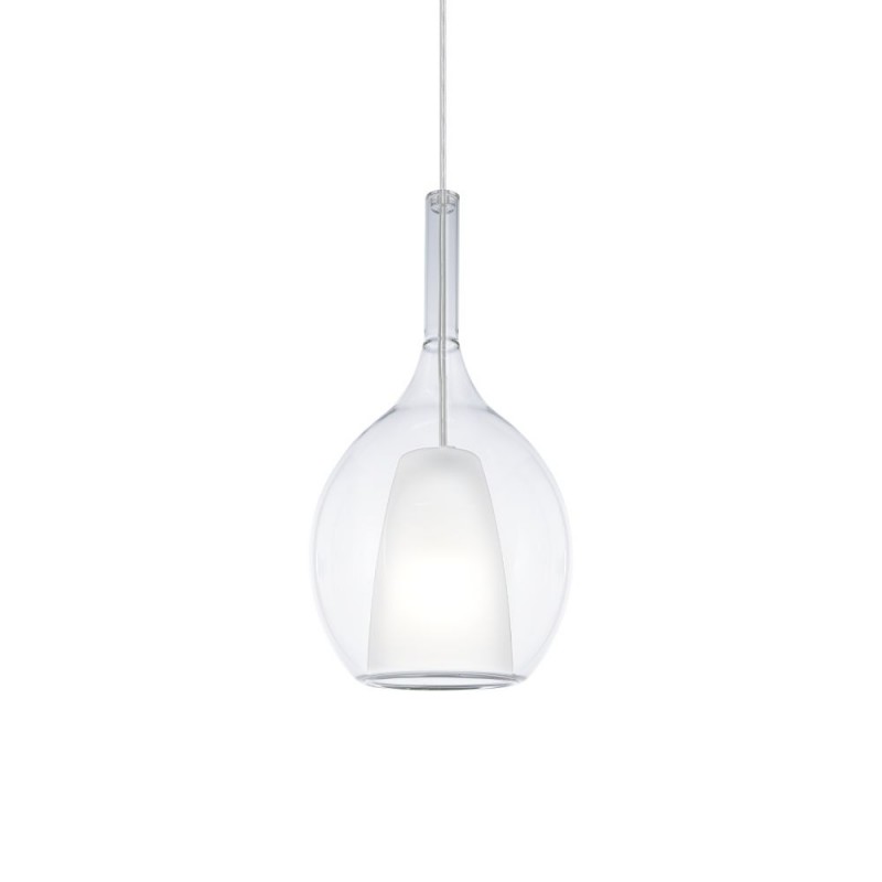 IdealLux-360034 - Kalique - Chrome Pendant with Clear & White Glass Ø 18 cm