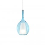 Kalique - Chrome Pendant with Blue & White Glass Ø 18 cm