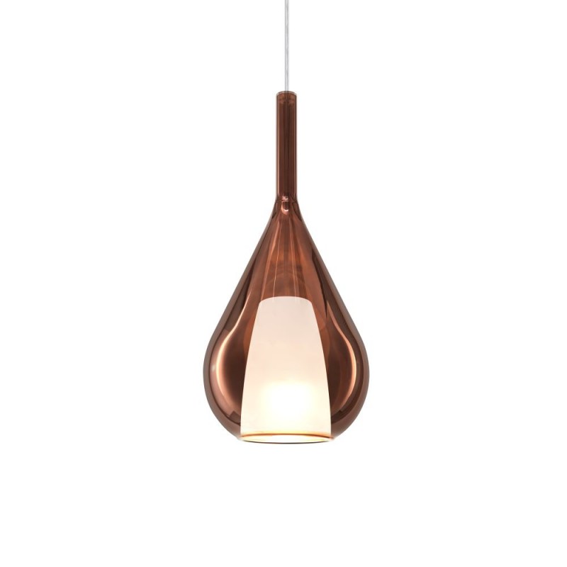 IdealLux-360065 - Kalique - Chrome Pendant with Copper & White Glass Ø 18 cm