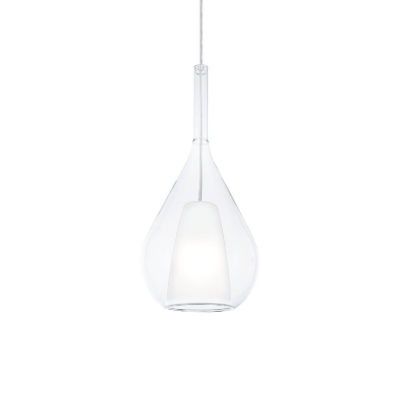 IdealLux-360072 - Kalique - Chrome Pendant with Clear & White Glass Ø 18 cm