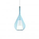 Kalique - Chrome Pendant with Blue & White Glass Ø 18 cm