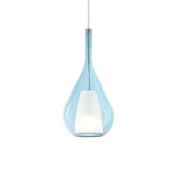 Kalique - Chrome Pendant with Blue & White Glass Ø 18 cm