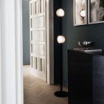 Bloom - Black LED Floor Lamp with White Glass