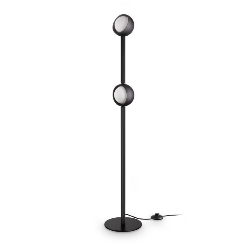 IdealLux-362861 - Bloom - Black LED Floor Lamp with White Glass