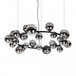 Perlage - Matt Black 25 Light Centre Fitting with Smoked Glass