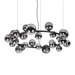 Perlage - Matt Black 25 Light Centre Fitting with Smoked Glass