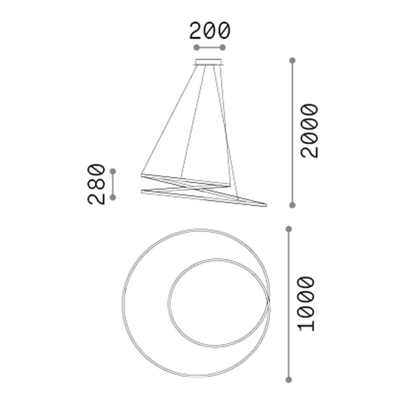 IdealLux-364926 - Oz - Brushed Brass LED Pendant Ø 100 cm