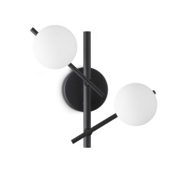 Atlas - Black 2 Light Wall Lamp with Opal Glasses