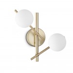 Atlas - Gold 2 Light Wall Lamp with Opal Glasses