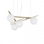 Atlas - Gold 4 Light Pendant with Opal Glasses