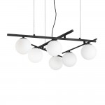 Atlas - Black 6 Light Pendant with Opal Glasses