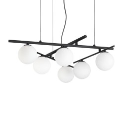 Atlas - Black 6 Light Pendant with Opal Glasses