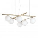 Atlas - Gold 6 Light Pendant with Opal Glasses